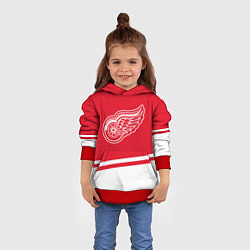 Толстовка-худи детская Detroit Red Wings, Детройт Ред Уингз Диагональные, цвет: 3D-красный — фото 2