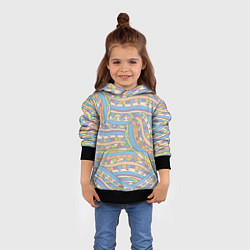 Толстовка-худи детская Разноцветный геометрический узор в стиле дудл, цвет: 3D-черный — фото 2