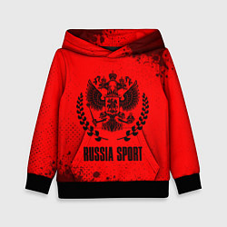 Толстовка-худи детская RUSSIA - ГЕРБ Russia Sport Брызги, цвет: 3D-черный