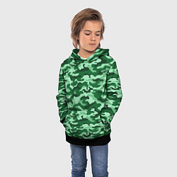 Толстовка-худи детская Зеленый монохромный камуфляж, цвет: 3D-черный — фото 2