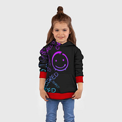 Толстовка-худи детская Neon Bored Half pattern, цвет: 3D-красный — фото 2