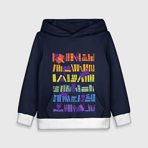 Детская толстовка Коты и книги / 3D-Белый – фото 1