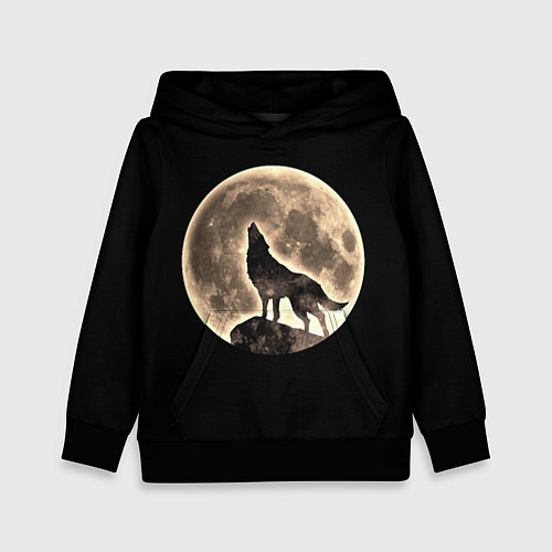Детская толстовка Волк и Полнолуние / 3D-Черный – фото 1