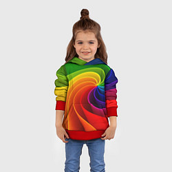 Толстовка-худи детская Спираль Модный узор 2023 Неон, цвет: 3D-красный — фото 2