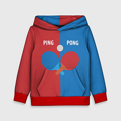 Толстовка-худи детская PING PONG теннис, цвет: 3D-красный