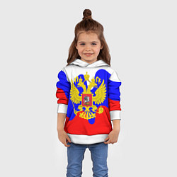 Толстовка-худи детская Герб россии герб, цвет: 3D-белый — фото 2