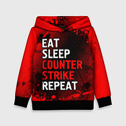 Толстовка-худи детская Eat Sleep Counter Strike Repeat Брызги, цвет: 3D-черный