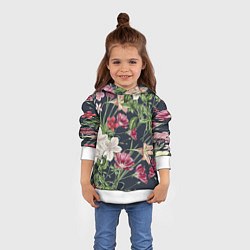 Толстовка-худи детская Цветы Розовые, цвет: 3D-белый — фото 2