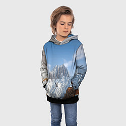 Толстовка-худи детская Minecraft Mountains Video game, цвет: 3D-черный — фото 2