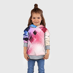 Толстовка-худи детская Розово-голубая абстрактная геометрия, цвет: 3D-меланж — фото 2
