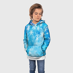 Толстовка-худи детская Новогодние снежинки, цвет: 3D-белый — фото 2
