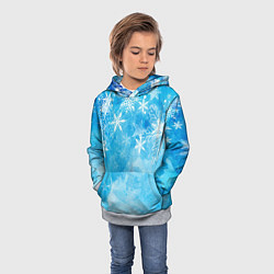 Толстовка-худи детская Новогодние снежинки, цвет: 3D-меланж — фото 2