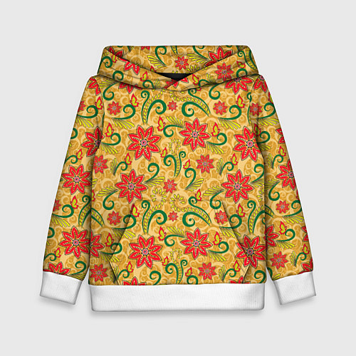 Детская толстовка Оранжевая хохлома / 3D-Белый – фото 1