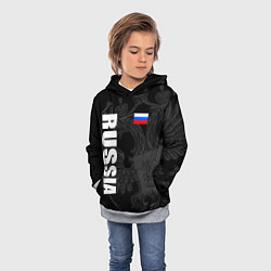 Толстовка-худи детская RUSSIA - BLACK EDITION, цвет: 3D-меланж — фото 2