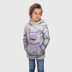 Толстовка-худи детская 3д плиты - белый неон, цвет: 3D-меланж — фото 2