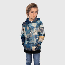 Толстовка-худи детская Patchwork Jeans Осень Зима 2023, цвет: 3D-черный — фото 2