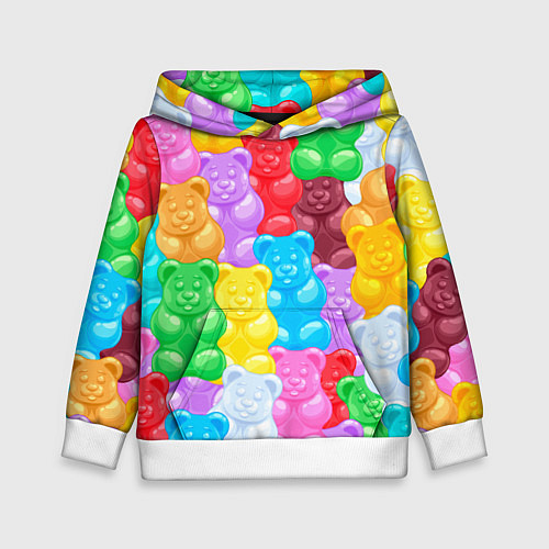 Детская толстовка Мармеладные мишки разноцветные / 3D-Белый – фото 1