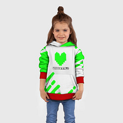 Толстовка-худи детская Undertale сердце зелёное, цвет: 3D-красный — фото 2