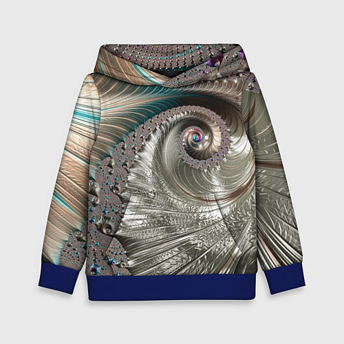 Детская толстовка Fractal pattern Spiral Серебристый фрактал спираль / 3D-Синий – фото 1
