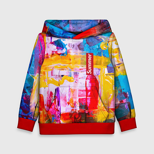Детская толстовка Импрессионизм Лето Абстракция Impressionism Summer / 3D-Красный – фото 1