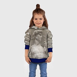 Толстовка-худи детская Микеланджело Буонарроти Давид Пост-арт Michelangel, цвет: 3D-синий — фото 2