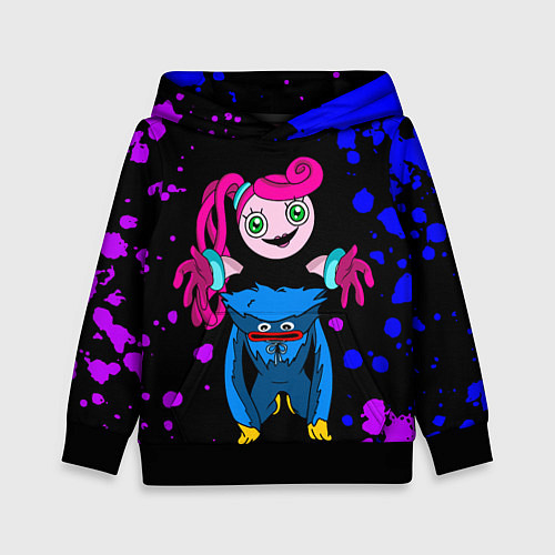 Детская толстовка Poppy Playtime Хагги Вагги и Мама Длинные Ноги / 3D-Черный – фото 1