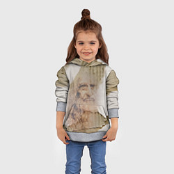 Толстовка-худи детская Леонардо да Винчи Автопортрет на разорванном гофри, цвет: 3D-меланж — фото 2