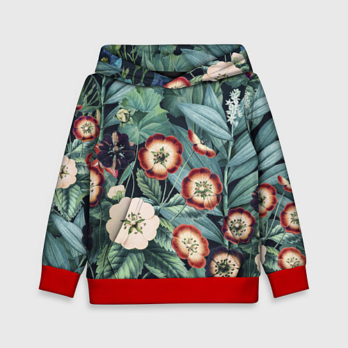 Детская толстовка Цветы Полуночные / 3D-Красный – фото 1