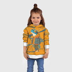 Толстовка-худи детская Лягушка в модной куртке, цвет: 3D-белый — фото 2