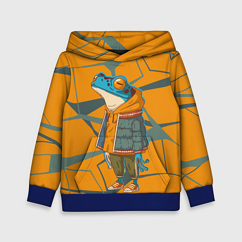 Детская толстовка Лягушка в модной куртке / 3D-Синий – фото 1