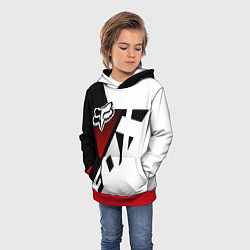 Толстовка-худи детская FOX RACING - ФОКС ЧЕРНЫЙ И БЕЛЫЙ, цвет: 3D-красный — фото 2