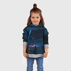 Толстовка-худи детская Мальчик смотрит в небо, цвет: 3D-меланж — фото 2