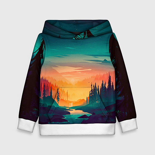 Детская толстовка Лес на закате природа / 3D-Белый – фото 1