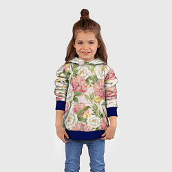 Толстовка-худи детская Цветы Английские Розы, цвет: 3D-синий — фото 2