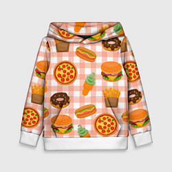 Детская толстовка PIZZA DONUT BURGER FRIES ICE CREAM pattern