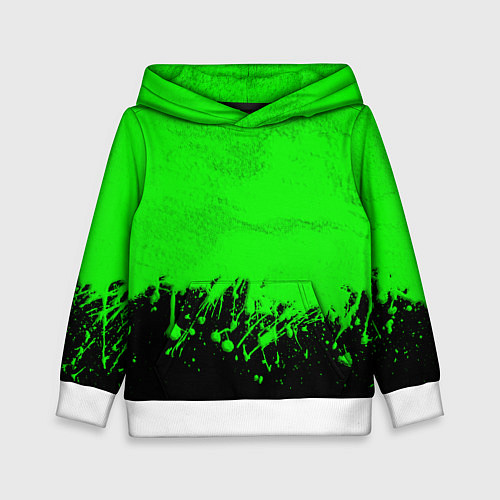 Детская толстовка САЛАТОВЫЕ НЕОНОВЫЕ БРЫЗГИ КРАСКИ / 3D-Белый – фото 1