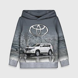Толстовка-худи детская Toyota Land Cruiser на фоне скалы, цвет: 3D-меланж