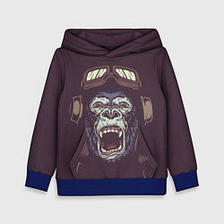 Толстовка-худи детская Орущая горилла, цвет: 3D-синий