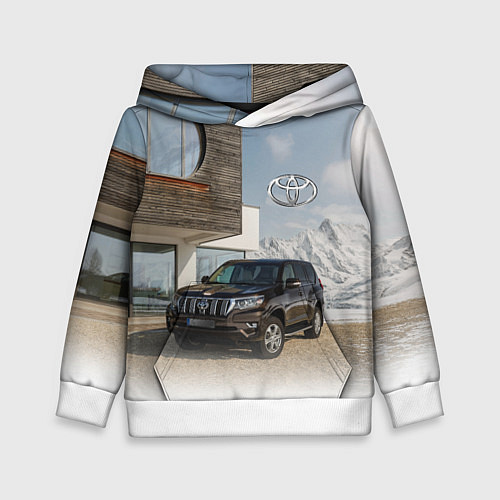 Детская толстовка Тoyota Land Cruiser Prado у горного коттеджа Mount / 3D-Белый – фото 1