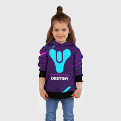 Толстовка-худи детская Символ Destiny в неоновых цветах на темном фоне, цвет: 3D-черный — фото 2