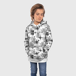 Толстовка-худи детская Черно белый ретро геометрический узор, цвет: 3D-белый — фото 2