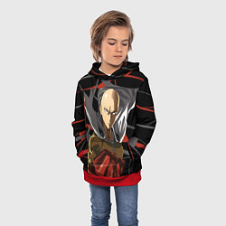 Толстовка-худи детская Сайтама-человек удара, цвет: 3D-красный — фото 2