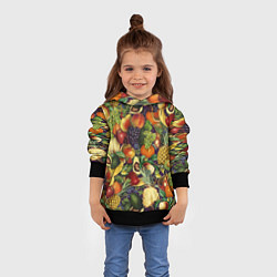 Толстовка-худи детская Вкусные Летние Фрукты, цвет: 3D-черный — фото 2