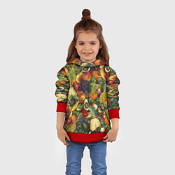 Толстовка-худи детская Вкусные Летние Фрукты, цвет: 3D-красный — фото 2
