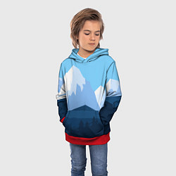 Толстовка-худи детская Горы, лес, канатная дорога, цвет: 3D-красный — фото 2