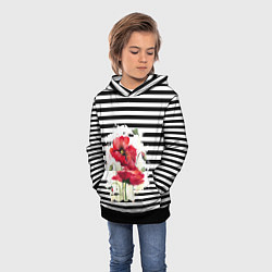 Толстовка-худи детская Red poppies Акварельные цветы, цвет: 3D-черный — фото 2