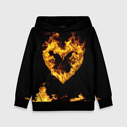 Толстовка-худи детская Fire Heart, цвет: 3D-черный