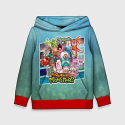 Толстовка-худи детская Мои поющие монстры персонажи, цвет: 3D-красный