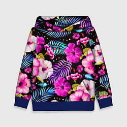 Толстовка-худи детская Floral pattern Summer night Fashion trend, цвет: 3D-синий