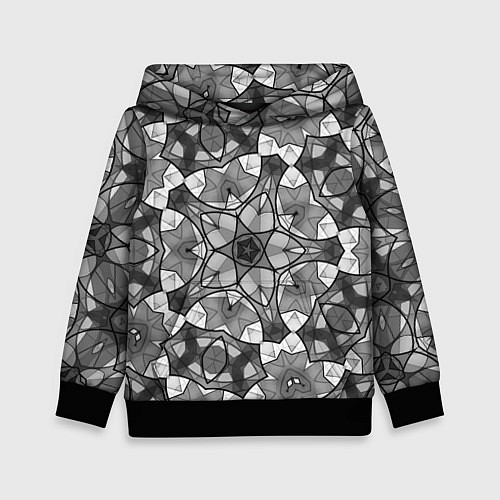 Детская толстовка Черно-белый геометрический мозаичный узор / 3D-Черный – фото 1